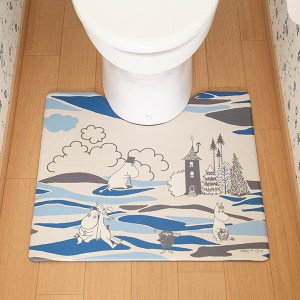 トイレマット 60×55cm デコボコ PVC ムーミン 拭ける トイレ マット 北欧 （ 抗菌 防臭 防カビ 洗濯不要 キャラクター 水に強い 滑りに