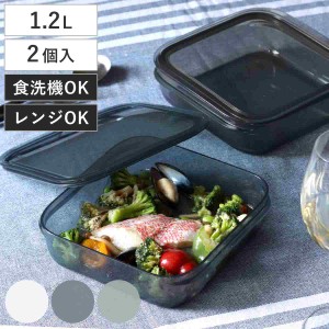 保存容器 1.2L 調理ができる保存容器 Lサイズ 2個入 （ 日本製 密閉 プラスチック 電子レンジ対応 食洗機対応 電子レンジ調理器 保存 容