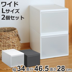 収納ケース ワイド L 幅34×奥行46.5×高さ28cm プラスチック 引き出し 収納 日本製 同色2個セット （ 収納ボックス 衣装 ケース クロー