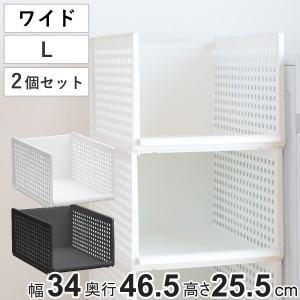 収納トレー ワイド L プラスチック 洗面台下 収納 日本製 同色2個セット （ トレー シンク下 幅34 奥行47 高さ26 収納ケース 卓上 キッチ