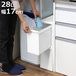 ゴミ箱 28L 2段 分別 引き出しステーション スリム 幅17cm （ ごみ箱 28リットル 隙間 17cm キッチン 引き出し キャスター 収納 分別ゴミ