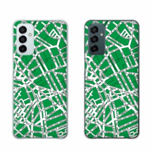 Galaxy M23 5G シムフリー スマホ ケース ハード カバー パターン23 MAP 緑/白