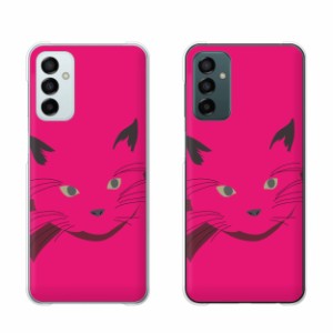 Galaxy M23 5G シムフリー スマホ ケース ハード カバー 猫の顔3 リボン ピンク