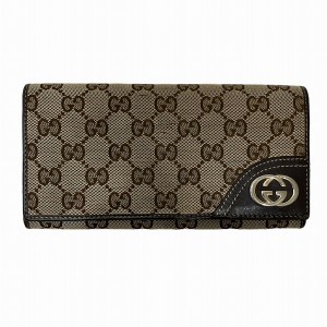 グッチ GUCCI GGキャンバス 204836 財布 2つ折り長財布 ユニセックス【中古】