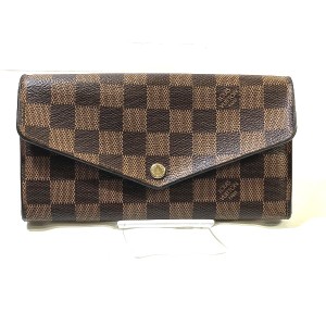 ルイヴィトン Louis Vuitton ダミエ ポルトフォイユ・サラ ローズ バレリーヌ N60114 財布 2つ折り長財布 レディース【中古】