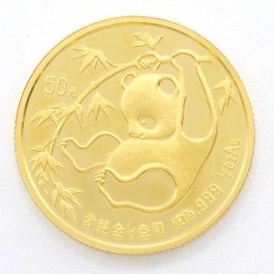 中国 パンダ 50元 1/2oz 1/2オンスコイン 金貨 K24YG 総重量約15.5g 中古ジュエリー