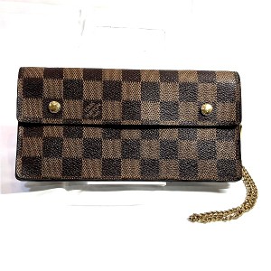 ルイヴィトン Louis Vuitton ダミエ ポルトフォイユ アコルディオン N60002 チェーン付き 長財布 メンズ【中古】