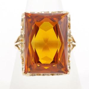 K18 YG サファイア ダイヤモンド パヴェ リング 12号 オレンジ