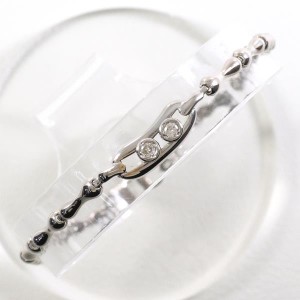 K18 18金 WG ホワイトゴールド ブレスレット ダイヤ 0.06 総重量約5.7g 約18cm 中古ジュエリー