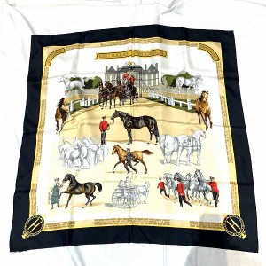 エルメス Hermes カレ90 国立種馬飼育場 シルク ブランド小物 スカーフ レディース【中古】