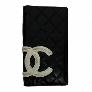 シャネル CHANEL カンボンライン ココマーク ブラック ラムスキン 財布 長財布 レディース【中古】