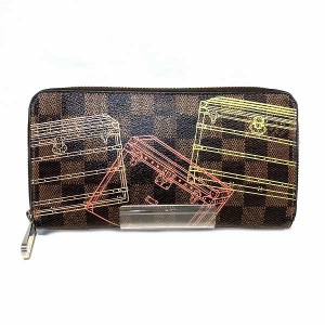 ルイヴィトン Louis Vuitton ダミエ ジッピーウォレット N63026 クリスマス限定品 トランク柄 長財布 レディース【中古】