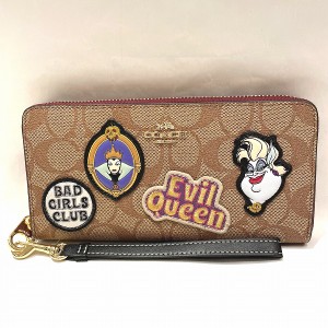 コーチ COACH DISNEY X ヴィランズ パッチ ロングジップウォレット CC336 長財布 レディース【中古】