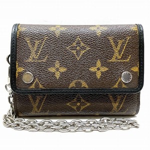 ルイヴィトン Louis Vuitton モノグラムマカサー ポルトフォイユコンパクト M60167 チェーン付き 3つ折り財布 メンズ【中古】