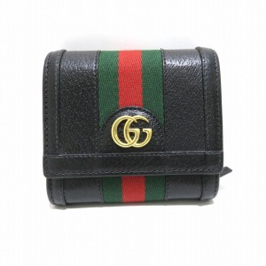 グッチ GUCCI オフディア 719887 ブラック 財布 2つ折り財布 レディース【中古】