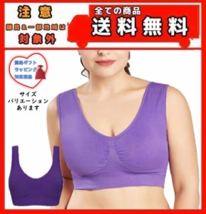 大きいサイズ スポーツブラ 4L / XXXL / 3XL パット取り外し可能 パープル ハーフトップ 運動 授乳 楽ブラ マタニティ ジュニア Purple 