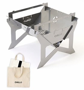 CHILLO（チロ） 焚き火台 ＆ グリル 「B4-PLATE | スターターセット」[2〜4人用] 五徳 収納バッグ付