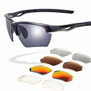[エレッセ] スポーツサングラス 5枚の交換レンズセット 偏光サングラス ミラーサングラス ES-S208