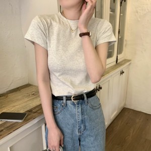 トップス レディース シンプル ベーシック Tシャツ 送料無料 個性的 春服 夏服 半袖 ラウンドネック モテ 流行 トレンド 高見え 涼しい 