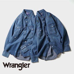 Wrangler ラングラー US ORIGINALS/127MW デニムシャツ デニム シャツ ウエスタンシャツ 花柄 刺繍 EMBROIDERY USED