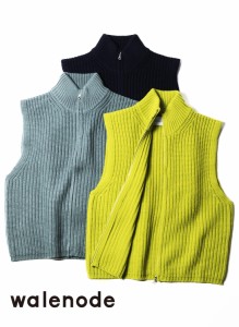 Walenode(ウェルノード)Basolan cashimere wool Futoune zip up vest(バソラン カシミヤ ウール 太畝 ジップアップ ベスト)ニット ニット