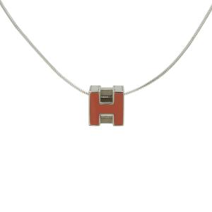 HERMES エルメス カージュドアッシュ Hキューブ Hロゴ ネックレス チョーカー ピンク シルバー金具