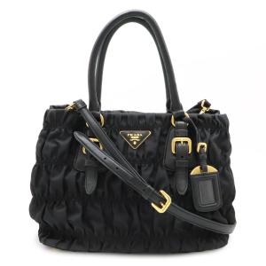 【美品】プラダ ナイロン×レザー 2WAYトートバッグ ブラック 2VG905 美品】プラダ ナイロン×レザー 2WAYトートバッグ ブラック