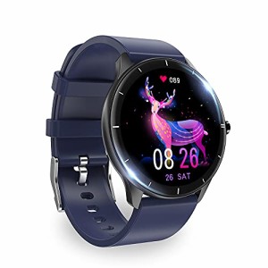 明誠 スマートウォッチ 活動量計 2021新型 Bluetooth5.0 smart watch 腕時計 歩数計 1.28インチ 丸型 カラータッチスクリーン 消費カロリ