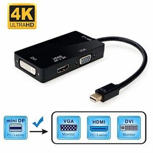 Mini Displayport HDMI VGA DVI 変換 アダプター 3in1 変換 ケーブル 4K 60HZ 3種類の出力 Macbook/Macbook Pro/iMac/Macbook Air/Mac Mi