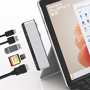 Surface Pro 9 USB ハブ USB-C Thunerbolt 4 (ディスプレイ+データ+PD充電) + 4K HDMIポート + 2x USB3.0 + TF/SD カードスロット マルチ