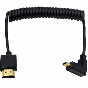 Duttek Micro HDMI to HDMIケーブル Micro HDMI to HDMIコイルケーブル エクストリームスリム 下向きマイクロHDMIオスto HDMIオス コイル