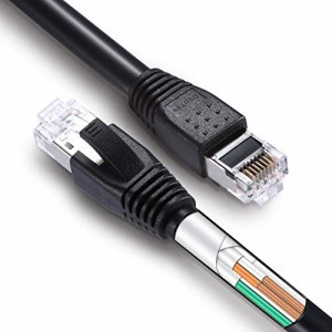 CAT8 LANケーブル [DanYee一年保証] 40Gbps 2000MHz 超高速インターネットケーブル 高速銅導線採用 二重シールド構造 (1m, ブラック)