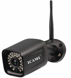 ICAMI 防犯カメラ ワイヤレス HD 1080P WiFi 屋外 無線 SDカード録画 双方向通話 監視カメラ 夜間監視カメラ 動体検知警報機能