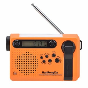 HanRongDa 防災ラジオ 小型 短波/AM/FM/ワイドFM対応 充電式 携帯懐中電灯 120局メモリー デジタル時計とスリープタイマーとSOSサイレン