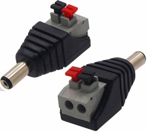 オーディオファン DC変換コネクタ DCプラグ - プッシュ式 ジャック DC5.5mm×2.1mm - スプリング端子 2点セット