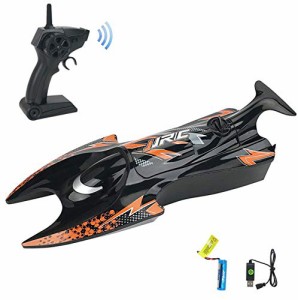 RCスピードボート ラジコンボート 新バージョン 防水強化 高速 耐衝撃 水のおもちゃ 子供贈り物 (黒)