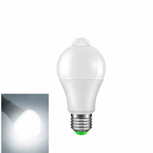 9w LED電球 LEDセンサーライト 明暗センサー 人感センサー E26口金 昼白 白 ホワイト 省エネ (明暗センサー+人感センサー, 昼白)