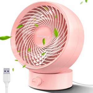 SmartDevil 卓上扇風機 USB ファン小型扇風機 静音 5枚羽根 USB電源 長時間連続使用 大風量 熱中症対策 ホームオフィス、寝室、会社、家