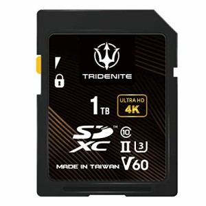 TRIDENITE 1TB SDカード 読取り最大 245MB/s, UHS-II U3 V60 4K UHD, PROFESSIONAL GRADE SDXC メモリーカード 黒