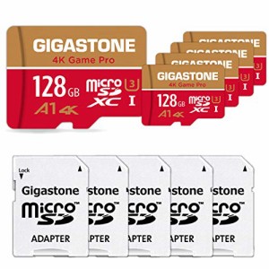 5年 Gigastone Micro SD Card 128GB マイクロSDカード A1 V30 5 Pack 5 SD アダプタ付き w/adaptor UHD 4K ビデオ録画 高速 4K 動作確認