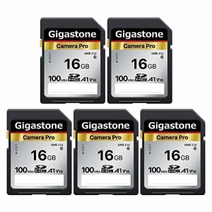 Gigastone SDカード 16GB 5枚セット, 高速 フルHD ビデオ SDHC メモリーカード 16GB 5-Pack, Full HD デジタルカメラ, UHS-I U1 Class 10