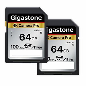 Gigastone SDカード 64GB 2枚セット メモリーカード  A1 V30 U3 Class 10 SDXC 高速 4K UHD & Full HD ビデオ Canon Nikon など デジタル