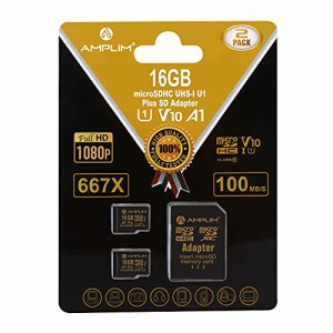 Amplim 16GB Micro SDカード 2パック MicroSDメモリープラスアダプター MicroSDHCクラス10 UHS-I U1 V10 TF Extreme High Speed Nintendo