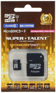 スーパータレント UHS-I microSDHCメモリーカード 16GB Class10 SDHC変換アダプタ付 ST16MSU1P