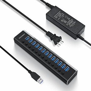 ROSONWAY USBハブ 電源付き 13ポート アルミ製 USB Hub 3.0 72W 5Gbps高速転送 セルフパワー 独立スイッチ付 12V/6A ACアダプタ付き