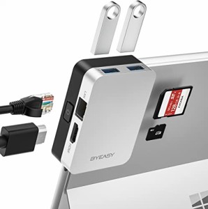 BYEASY Surface Pro8 ドッキング ステーション、6-in-1 Microsoft Surface Pro 8 USB-C ハブ、4K HDMI、1000M イーサネット LAN、SD/TF 
