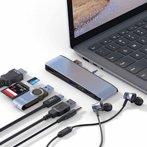 Surface Laptop 5/Laptop 4/Laptop 3/Laptop Go 2/Go USB ハブ 4K@30Hz HDMIポート + USB 3.0*2 + Type-C + SD/TFカードスロット + 3.5mm