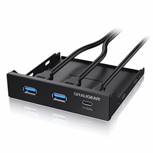 GRAUGEAR 3.5''インチベイ対応 PCマルチフロントパネルに搭載 3ポートハブ USB 3.2 Gen2 Type-C USB-Cポート、USB 3.0コンピューター用 3