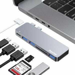 RayCue Macbook ハブ M1 M2 Macbook Air ハブ Macbook Pro ハブ 適応 USB Type C ハブ 6-IN-2 USB-C ハブ PD充電ポート USB3.0ポート SD/