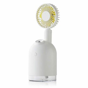 Qurra(Anemo Misty mini) 4WAY 送風 加湿器 扇風機 充電式 卓上 小型 デスク 50ml/h USB充電 LED 分離 ハンディファン 持ち運び ホワイト